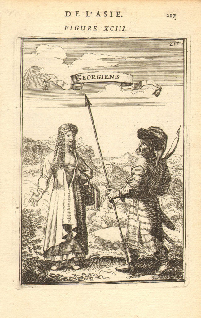 GEORGIAN COSTUME. 'Georgiens'. Man & woman in 17th century dress. MALLET 1683